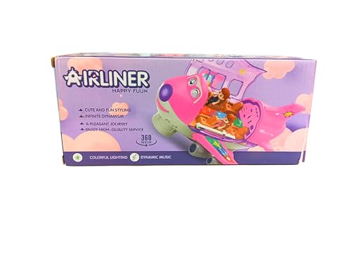 Image of Airliner Happy Fuun Kids Toy Airplane, Blue Transparent Plastic, Light and Sound Effects, Educational Aircraft for Ages 3+