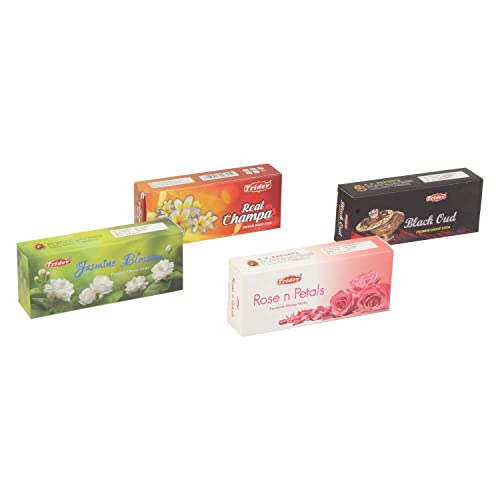 Image of Klassic Premium Dhoop Sticks Natural, Non Toxic, Bamboo Free Dhoop Sticks | Jasmin-Champa-Rose Petals-Black Oud Scented Dhoop Sticks (Pack of 4)
