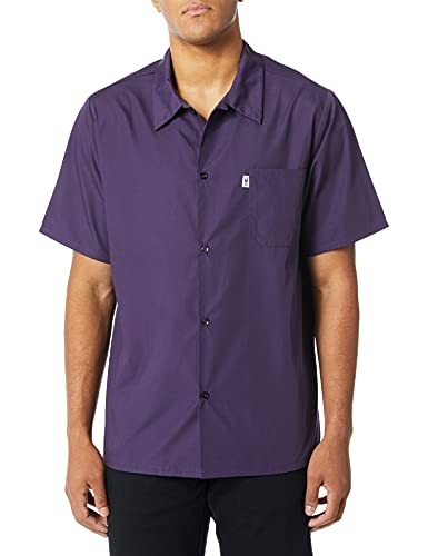 Uncommon Threads Unisex Classic 5 Button Restaurant Utility Shirt, Eggplant, X-Large