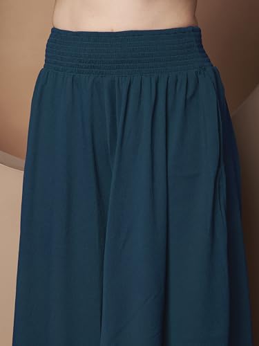 Image of KZULLY | Palazzo for Women | Solid & Printed | Stylish Wide-Leg | Comfortable Elastic Waist Bottomwear