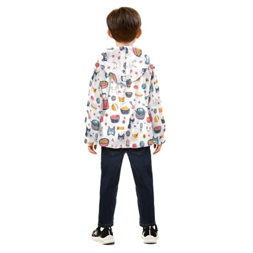 Cartoon Pet Food Girls Fleece Jacket Girls Fall Jacket Boys Coats Zip Up Hoodie Children Sherpa Warm Outerwear 2-10T4