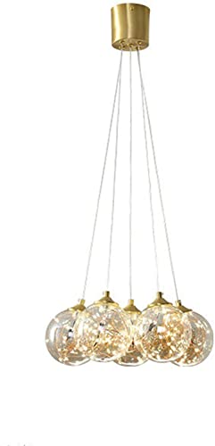 Plafonnier en verre sphérique QHQQXN en cuivre pour salon et bureau - Lumière Neutre