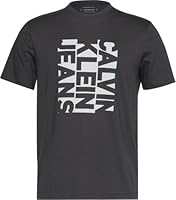 Calvin Klein Jeans Men's Short Sleeve Lateral Graphic Crew Neck Tee, Ebony, X-Large