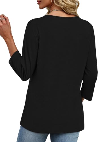 Image of XIEERDUO 3 /4 Length Sleeve Womens Tops V Neck T Shirts Summer Clothes Basic Blouses Dressy Casual 2026 Spring Outfits