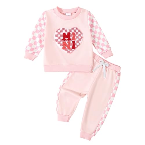 Image of BeQeuewll Baby Girl Clothes Fall Winter Outfit Long Sleeve Sweatsuit Letter Sweatshirt+Pants 2Pcs Girls Clothes