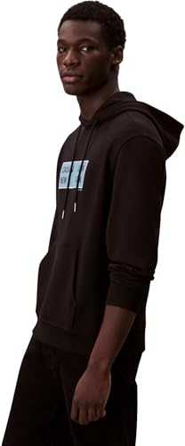 Calvin Klein Herren Hoodie Terry Box Graphic Regular Fit, Schwarz (Black), M – Ansicht 4