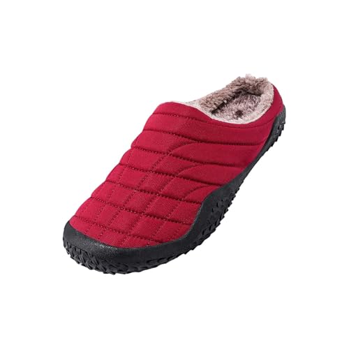 Zapatillas de piel de cordero para hombre 50 mantienen tus pies calientes en invierno. Zapatos negros Suela de cuero para hombre, rojo, 41 EU