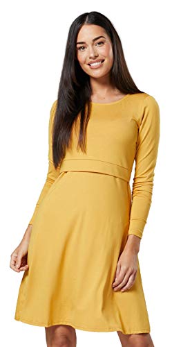 Zeta Ville - Premamá Vestido de Lactancia Efecto 2 en 1 Capa - para Mujer - 128c (Mustard, 42-44, XL)