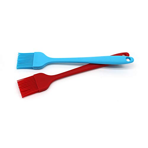 KitchenFest® 2 Pcs Full Silicone Cooking Brush | Oiling Brush | Barbecue Brush | Basting Brush | Baking Brush | 21 cm (Random Colors)