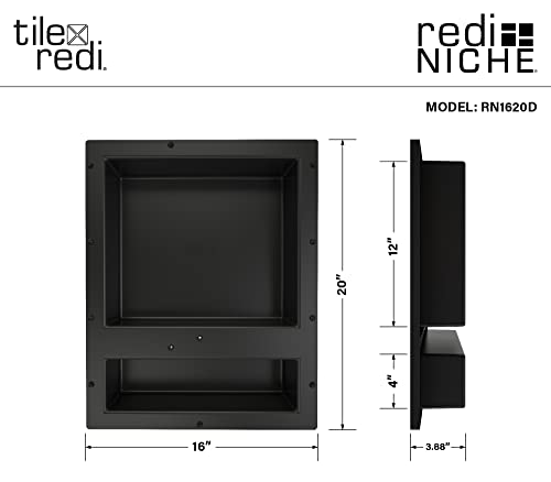 image for Tile Redi Redi Niche Double Recessed Shower Shelf – Black, Two Inner