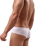 iKingsky Men's Seamless Front Pouch Briefs Sexy Low Rise Men Cotton Underwear (Small, White)