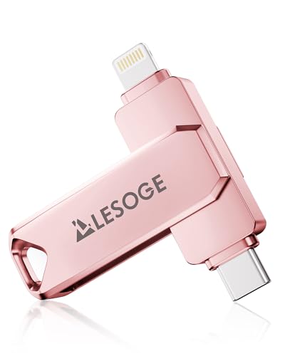 MFi Certified Flash Drive 256GB for iPhone Photo Stick Thumb Drive, High Speed USB Memory Stick iPhone Flash Drive for Photos, External Storage Jump Drive for iPhone/iPad/Android/PC (Light Pink)