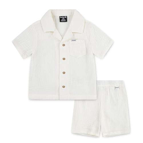 Short Sleeve Button Up Shirt and Shorts 2-Piece Outfit Set