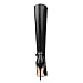 COLETER Knee High Boots for Women Pointed Toe Stiletto Buckle Dress Tall Boots Zipper Heeled Boots Matte Black 7US