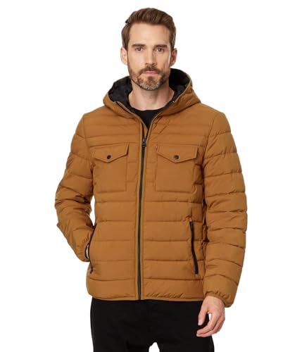 Image of Water Resistant Performance Stretch Hooded Puffer Jacket