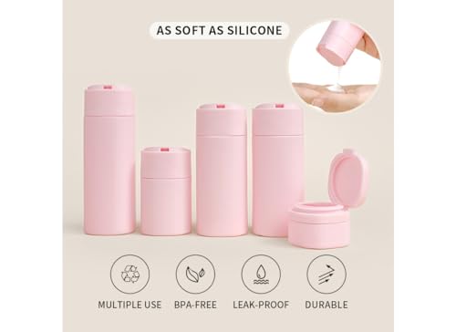 5 Pack Brief and Fashion Travel Bottles TSA Approved, BPA Free Travel Size Travel Containers Refillable Squeeze Bottles for Cosmetic Shampoo Cream Conditioner Lotion Soap… (Nordic white)4