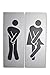 Cartello WC divertente alluminio - 1 maschio, 1 femmina - 16x6cm ciascuno - Parte posteriore adesiva - Insegna gabinetto - Cartello toilette umoristico suo e suo - Alluminio anodizzato e spazzolato
