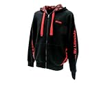 Kleidung macht den Mann oder die Frau! Mit diesem Kapuzenpullover mit durchgehendem Reißverschluss können Sie sich zeigen. Schwarz mit Rot macht es zu einem ordentlichen Hoodie, mit dem Gedanken, den Hoodie für den Angler, der ihn trägt, so bequem wie möglich zu machen. Ausgestattet mit Kapuze, damit du auch deinen Kopf schützen kannst, wenn es etwas kälter ist.
