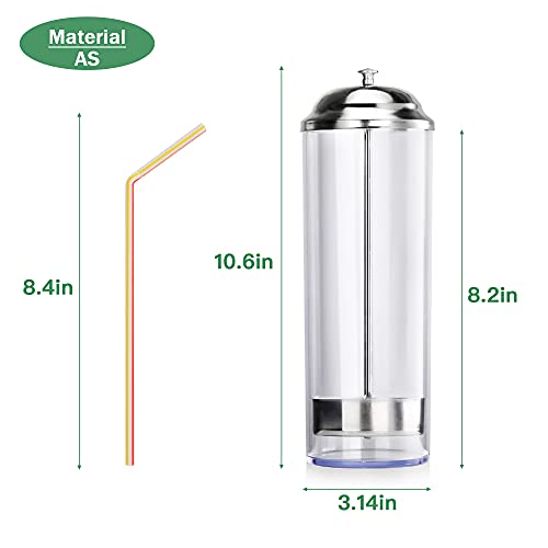 Elesunory Plastic Straw Dispenser with 100Pcs Drinking Straw, Straw