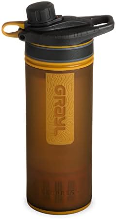 GRAYL GeoPress 24 oz Water Purifier Bottle - Filter for Hiking, Camping, Survival, Travel (Coyote Amber)