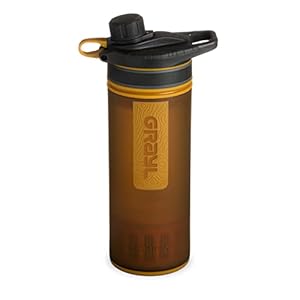 GRAYL GeoPress 710 ml Filtre à eau pour l’extérieur Eau potable I Élimine 99,99% de toutes les bactéries et virus I Parfait pour le camping, la survie et les voyages (Coyote Amber)