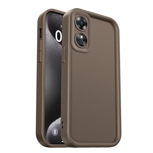PanXCase Funda para OPPO A17 - Carcasa Silicona Delgada Suave Ligera Elegante Diseño, Protección Cámara Antichoque Antiarañazos Cover (Marrón)