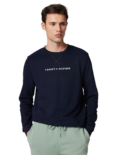 Tommy Hilfiger Uomo Felpa Track Top con Scollo Rotondo, Blu (Desert Sky), L