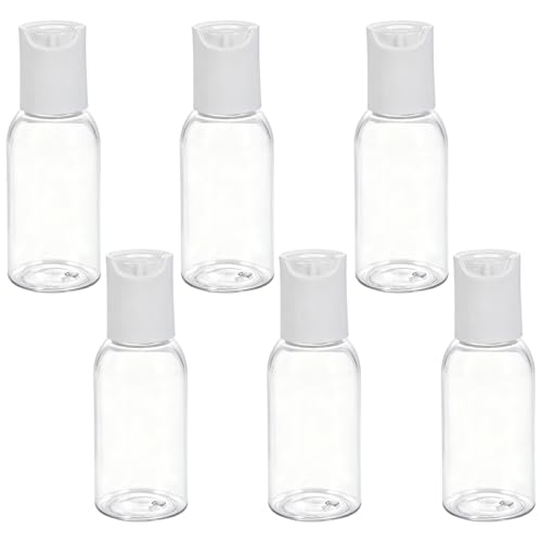 TRENDBOX 30ml / 1oz Transparent Plastic Bottle with Secure Flip Cap Leak-Proof Travel Container for Shampoo Lotion Liquid Soap Refill DIY Travel Kit (6-Pack)