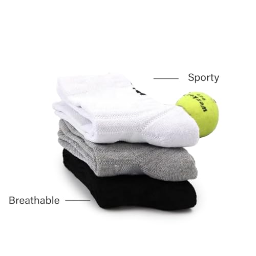 5-Pair Socks for Men Breathable, Moisture Wicking Arch Support Soft & Quick Drying for Running & Fitness. Comfortable & Anti-Blister, White Gray Black Mixed Colors (set of 5 pair)3