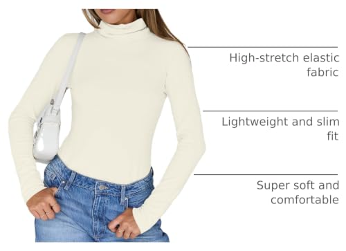 Image of Trendy Queen Womens Turtleneck Tops Winter Clothes | Long Sleeve Basic Shirts,Stretchy Fit,Tight Lightweight Fall Fashion 2026