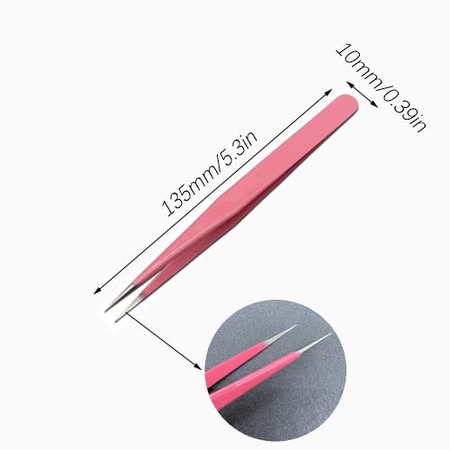 2 Pcs Eyelash Extension Tweezers - Straight & Curve Tip, Stainless Steel - Image 4