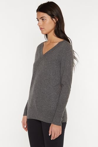 Image of JENNIE LIU Women's 100% Pure Cashmere Long Sleeve Ava V Neck Pullover Sweater