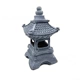 Japanische Zen-Gartenstatue, solarbetriebene Pagodenlaterne, für den Außenbereich, Kunstharz, Steinturm, wetterfest, Moos-Detail, hellgraue Kunststein-Laterne, für Terrasse, Landschaftsdekoration