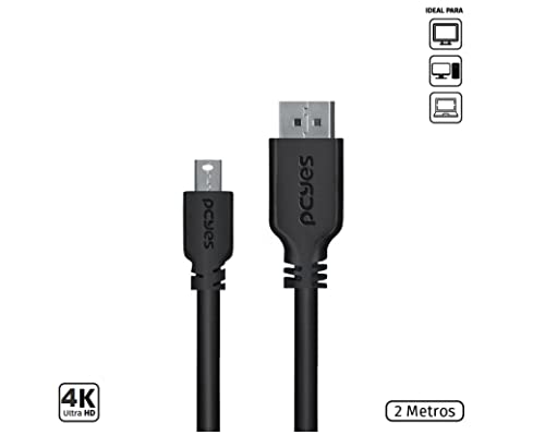 CABO MINI DISPLAYPORT 4K MACHO PARA DISPLAYPORT MACHO V.1.2 28AWG PURO COBRE 2 METROS - PMDDPM-2 - P
