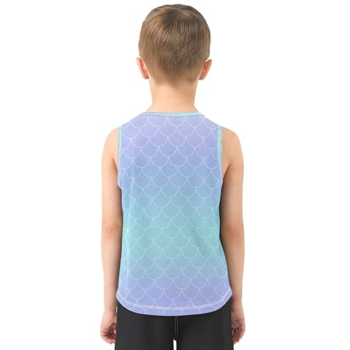 Sea Blue Turquoise Boys' Tank Top Shirt Sleeveless Summer Vest Tee Workout Shirts for Golf Swim Bike Jog 3T3
