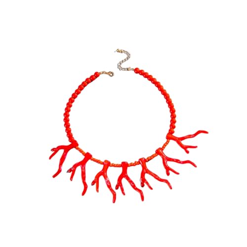 Systechy Acrylic Coral Beaded Necklace for Women Tropical Beach Party Jewelry Adjustable Bohemian Choker Summer Beach Necklace Summer Holiday Accessories Ocean Theme Gift for Her, Large, Acrylic, No