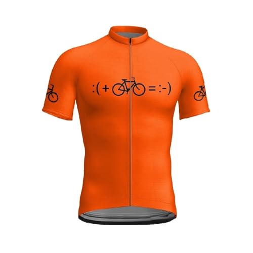 Treer Maillot de Ciclismo Manga Corta Hombre, Camiseta Deportiva para Bicicleta de Verano, Unisex Ropa Ciclista Transpirable Secado Rápido, para MTB y Ciclismo de Ruta (Naranja,XS)