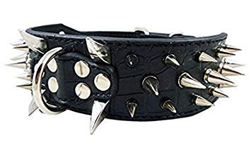 Izefia Dog Collar Sharp Spiked Studded Luxurious Padded Leather Collars for Medium Large Dogs - Image 3