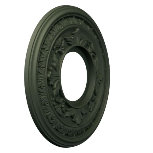 Image of Ekena Millwork 10 inchOD x 3 1 /2 inchID x 3 /4 inchP Baltimore Thermoformed PVC Ceiling Medallion (Fits Canopies up to 4 1 /4 inch), UltraCover Satin Hunt Club Green