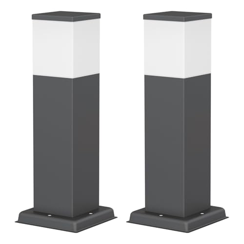 ledscom.de 2 Stück Pollerleuchte POLLY für außen, 35cm, anthrazit, inkl. G9 Leuchtmittel, 501lm, warmweiß