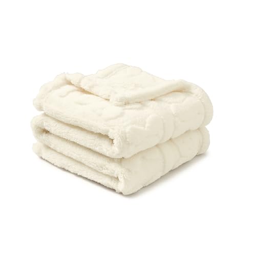 Image of CREVENT 30 inchX40 inch Cozy Soft Warm Sherpa Baby Blanket for Girls Boys, Newborn Essentials for Infant, Baby Shower Receiving Gift - Ivory Bear 75X100cm + Gift Bag with Ribbon