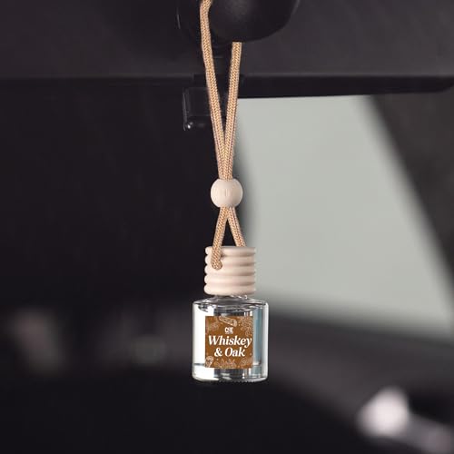 Image of CANDECraftCo Car Air Hanging Fragrance Oil, Car Auto Freshener for Essential Oils, Scents Fragrance Aromatherapy Automobile Diffuser, Long Lasting (Whiskey & Oak)