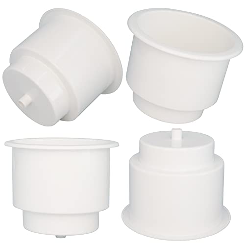 Yuanhe White Plastic Cup Drink Holder Insert with Drain for Boat Car Marine Rv 4PCS