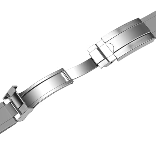 Image of Juntan 18mm 20mm 21mm 22mm Curved End Rubber Watch Band, Tapered Silicone Curved Replacement Watch Strap for Men Women with Metal Classic Diving Buckle