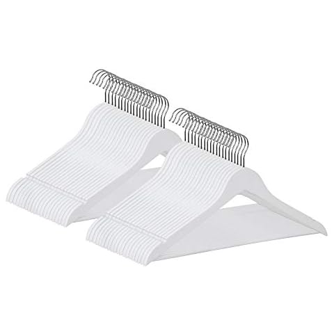 TODO HOGAR 40 Perchas de Madera Blancas con Barra, Muescas y Gancho de Acero Giratorio 360 Cover