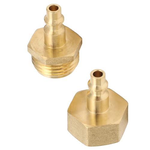 Image of Air Hose Fittings, Air Compressor Hose Fittings, Winterize Sprinkler Blow Out Adapter Air Compressor 1 /4in Quick Connect Plug To Garden Hose Pipe 3 /4in Threaded Adapter With Gasket