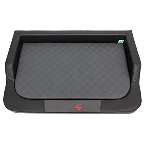 Hobbydog L MELCZG1 Medico Lux Dog Bed Faux Leather with Ortopedic Visco Mat L Black / Grey Cover