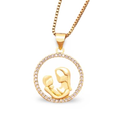 Collier MAMAN en cristal incrusté de haute clarté, l'élégance intemporelle pour femme