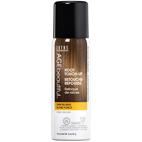 AGE beautiful Root Touch Up Hair Color Spray | Touch-Up Gray Concealer | Temporary Cover Up | Adds Volume & Covers Thinning Patches | Water, Sweat, Stain Resistant | Dark Blonde | 2 Fl Oz Cover