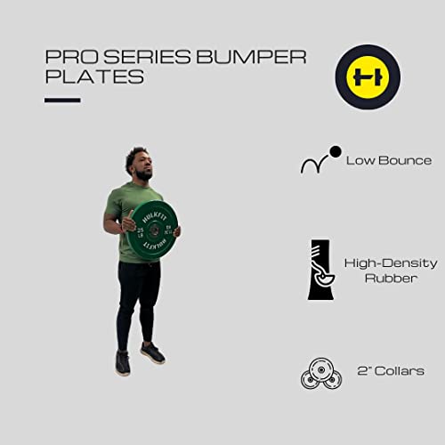 HULKFIT-2-Pro-Series-Olympic-Shock-Absorbing-Rubber-Bumper-Weight-Plates-Set-for-Barbells-Multi-Color